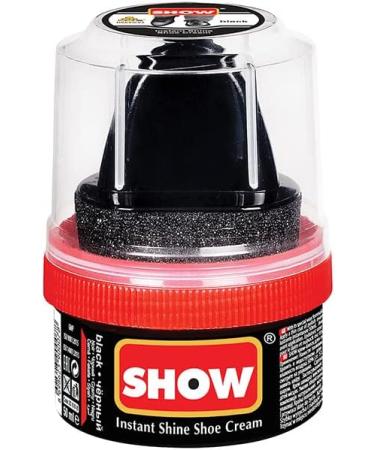 SHOW Black Instant Shine Shoe Polish Cream 50ml - Leather Nourishment & Conditioner for Shoes, Boots, Bags - Unisex - Includes Sponge Applicator - Shoe Care Essential - Buy Online on GoSupps.com