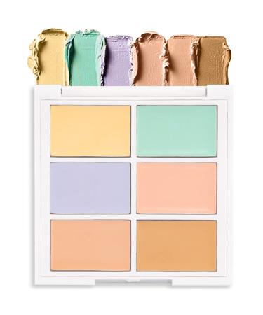 6Color Contouring Cream Palette Full Face Professional Color Correcting Concealer Conceal Dullness Imperfections Puffiness Spots Redness And Dark Circles Pink under Eye Concealer(02COLOR CORRECTING)