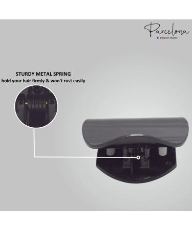 Parcelona France Onde Glossy Black Celluloid Side Slide Hair Claw - Secure Grip Updo Hinge Duck Claw - 2 3/4 Inch (Black) - Buy Online on GoSupps.com