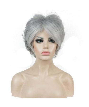 SHIYID Women's Silver Gray Short Curly Natural Wig - Heat Resistant Synthetic Full Wig for Stylish Looks - Buy Online on GoSupps.com