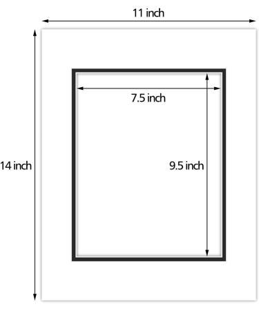 Golden State Art 11x14 Double Mats for 8x10 Photos Frames - White Over Black, Acid-Free (5 Pack) - Buy Online on GoSupps.com