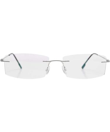 Rimless Titanium Reading Glasses for Men & Women | Lightweight +0.50 to +4.00 +1.75 Silver - Buy Online on GoSupps.com