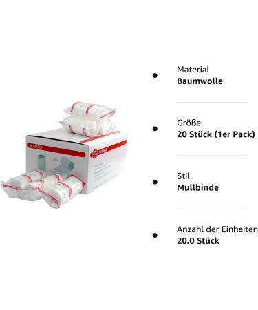 NOBA 20 Pieces Gauze Bandages - 8 cm x 4 m Individually Foil Wrapped | International Shipping Available - Buy Online on GoSupps.com