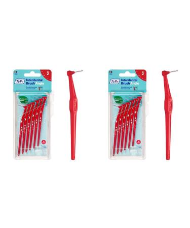 Tepe angle interdental brushes red (ISO size 2: 0.5 mm) / controversial cleaning of interdental spaces even in hard -to -reach areas / 1 x 6 angle interdental brushes (2 -pack)