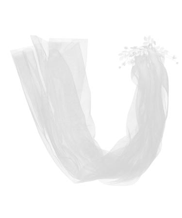 FRCOLOR Tiara Pearl Yarn Veil for Bride Wedding Long Veils for Brides Wedding Veil White Veils for Brides Veils for Brides Long Veil for Brides Bridal Veils Bride Veils for Wedding