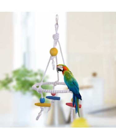 Hypeety Pet Bird Swing Toy - Round Cotton Rope Hanging Hammock for Parakeet, Budgie, Cockatiel - Fun Tri Toy for Cage Enrichment - Buy Online on GoSupps.com