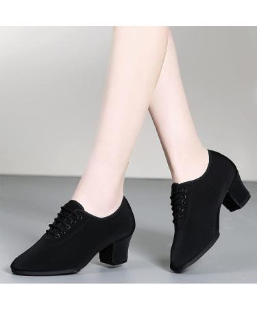 Inlefen Women's Latin Dance Shoes - Salsa & Tango Lace Up Leather Block Heel - 40 EU Black - 5cm Height - Buy Online on GoSupps.com