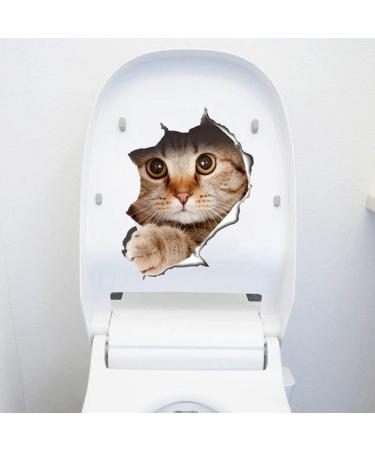 U-M 1 Sheet Funny Cat Dog 3D Wall Sticker Hole View Living Room Wall Decal Toilet Seat Cover Lid Sticker Mural Art Poster Background Bathroom Bedroom Cat as shown - Buy Online on GoSupps.com