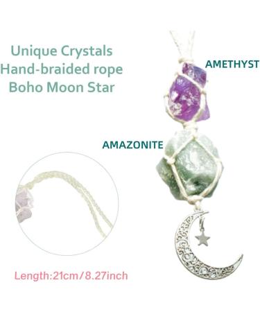 WULILONG Crystal Car Hanging Ornament - Amazonite & Amethyst Healing Charm for Meditation and Protection - Buy Online on GoSupps.com