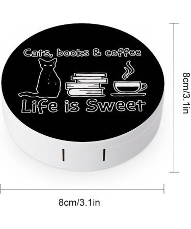 Books Cats Life Is Sweet Round Case For Contact Lens Kit Storage Box with Mirror Printed - Buy Online on GoSupps.com
