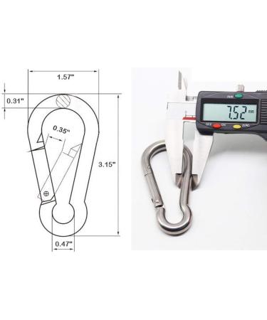 3.15 & 4 Stainless Steel Carabiner Hooks - Heavy Duty Clips for Gym Equipment - 2pcs - Buy Online on GoSupps.com