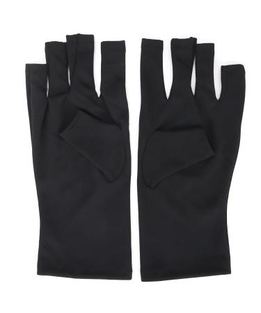 1 Pair Nail Art Protection Gloves Anti UV Glove LED Nail Art Curing Lamp Protection Glove Manicure Protection Glove Skin Care Glove (Black)