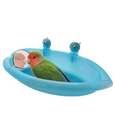 Wontee Bird Bath Box with Mirror Portable Parrot Hanging Bathroom Bathing Tub for Small Birds Cleaning Supplies