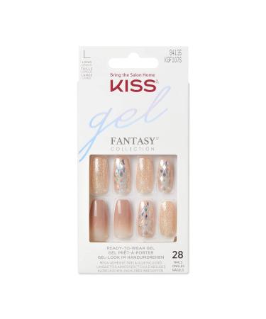 KISS Gel Fantasy Ready-to-Wear Press-On / Glue-On Gel Nails, Style “Hard To Forget”, Long Length Gel Nail Kit with 24 Mega Adhesive Tabs, Pink Gel Glue, Manicure Stick, Mini File, and 28 Fake Nails - Buy Online on GoSupps.com