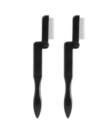 2 Pcs Folding Eyelash Comb Stainless Steel Teeth Eyebrow Comb Eye Lashes Separator Mascara Shaper Brush Makeup Brush Beauty Tool