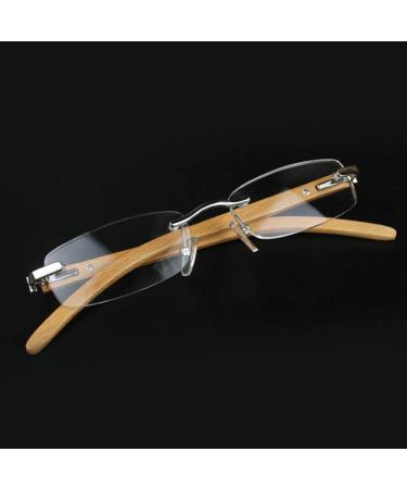 Stylish Wood Grain Reading Glasses | Resin Metal Frameless | +1.5 Magnification | Comfortable Fit - Buy Online on GoSupps.com