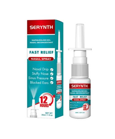 Nasal Spray with Naphazoline HCL Decongestant, Strength 12 Hour Over-The-Counter Medication Nose Spray for Sinus Relief, Nasal Decongestants for Adults & Sinus Congestion, Cooling Menthol, 1 fl oz
