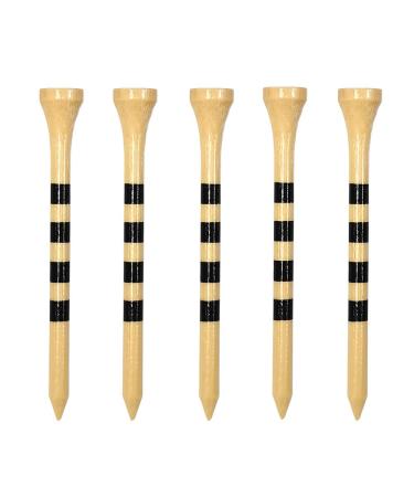 Zivisk Bamboo Golf Tees 2-3/4" or 3-1/4" Long Tees Golf 100 Count Strong Sustainable Biodegradable 3 1/4 Inch Black& Stripe