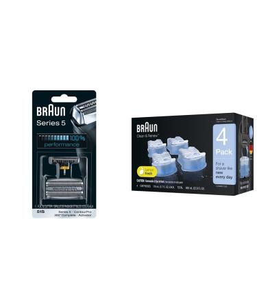 Braun Series 5 Combi 51S Foil and Cutter Replacement Pack (Formerly 8000 360 Complete or Activator) & Clean & Renew Refill Cartridges CCR - 4 pack 51s Replacement Pack + Refill Cartridges