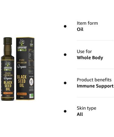 Organic Black Seed Oil 250ml - 100% Pure Cold Pressed Nigella Sativa Seed Oil - Buy Online on GoSupps.com