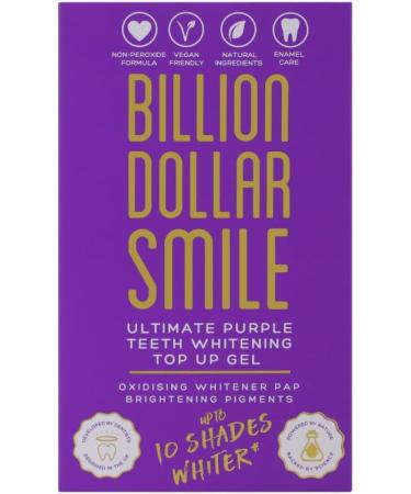 Billion Dollar Smile LED Teeth Whitening Kit - Peroxide-Free Ultimate Purple Pap Solution | Fast Results - Up to 10 Shades Lighter | Top Up Gel 3X 3ml - Buy Online on GoSupps.com