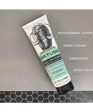 DR. TUSK 2-in-1 Men's Body Wash & Shampoo with Hempseed Oil, Caffeine & Sandalwood - 10.1 fl oz - Buy Online on GoSupps.com