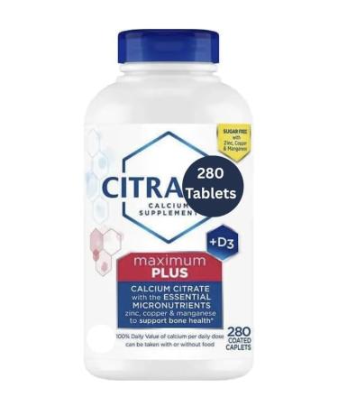 Citra Maximum Plus Calcium Citrate + Vitamin D3 Supplement Tablets 280 ct.