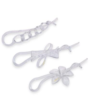Parcelona French Twist n Clip Flower, Bow and Chain 4" Cellulose Acetate Metal Free Hair Barrette Clips Non Slip Fashion Durable Styling Women Hair Accessories Hair Clip for Girls, Made in France (Crystal Clear)