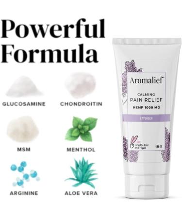 Aromalief Hemp Cream with Lavender Aromatherapy - 1000MG | Relieve Muscle & Joint Pain | Made in USA | Vegan & Cruelty-Free - Buy Online on GoSupps.com