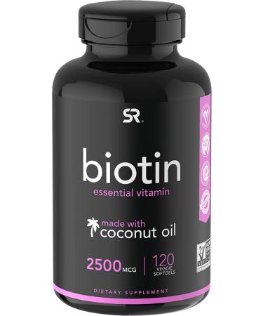 Sports Research Biotin with Coconut Oil 2500 mcg 120 Veggie Softgels