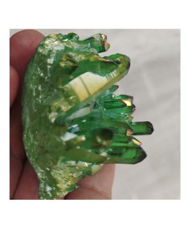 Stone Crafts Angel Aura Quartz Crystal Cluster Natural Green Titanium Coating Quartz Cluster Electroplating Stone Flower ZJGIDTEM (Size : 1pcs)