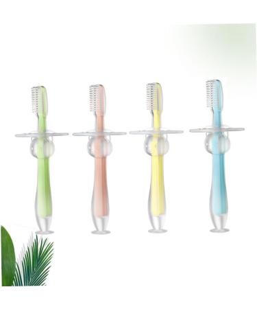 Tovinanna 4-Piece Silicone Baby Toothbrush Set | Newborn Training Toothbrush with Suction Cup | Soft Finger & Bite Toothbrush for Infants - Buy Online on GoSupps.com