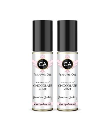 CA Perfume Impression of Emra Chocolate Mint For Women & Men Replica Fragrance Body Oil Dupes Alcohol-Free Essential Aromatherapy Sample Travel Size Concentrated Long Lasting Roll-On 0.3 Fl Oz-X2