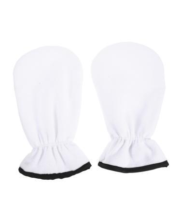 SOESFOUFU 1 Pair Maintenance Essential Oil Gloves Body Scrubbing Gloves Body Scruber Warm Nail Art Hand Gloves Parrafin Wax Hot Moisturizing Gloves Spa Gloves Mittens Magnifier White Flannel 29.00X16.00X1.00CM