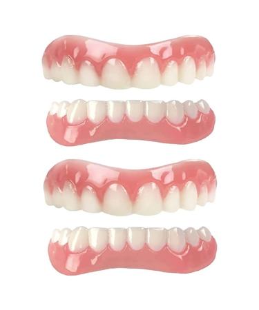 Snap on Teeth You Can Eat with Moldable False Teeth Silica Gel Fit Perfect Teeth Stickers and Whitening Alternative Protect Your Teeth Regain Confident Smile 2 Pairs Silicone Artificial Teeth