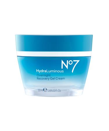 No7 Hydraluminous Overnight Recovery Gel Cream - Moisturizing Face Cream with Vitamin C + Vitamin E - Nighttime Gel Moisturizer for Hydration (1.69 fl oz)