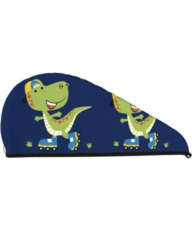 Super Absorbent Dino Roller Skate Microfiber Hair Towel for Women - Quick Dry Coral Velvet Wrap for Long Curly & Thick Hair - Buy Online on GoSupps.com