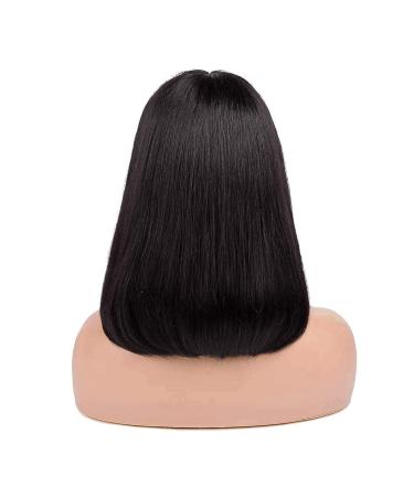 8 Inch Short Bob Human Hair Wig with Bangs | Non-Lace None Front | Brazilian Straight Machine Made Natural Color | For Black Women - Buy Online on GoSupps.com