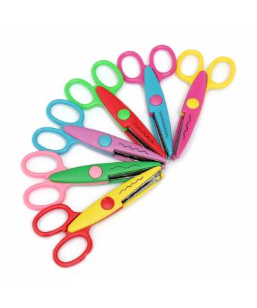 6Pcs Children Safe Pinking Shears Colorful Decorative Paper Lace Edge Scissor Set for Teachers Crafts Scrapbooking Kids Design Pinking Shears