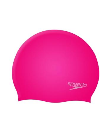 Speedo Unisex Kids Junior Plain Moulded Silicone Junior Swimming Cap Swim Cap One Size Cherry Pink/Blush
