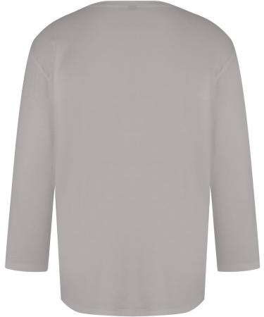 Men's Gray Round-Neck 3/4 Sleeve T-Shirts | Oversized Grandad & Leisure Tops | Shop Internationally - Buy Online on GoSupps.com
