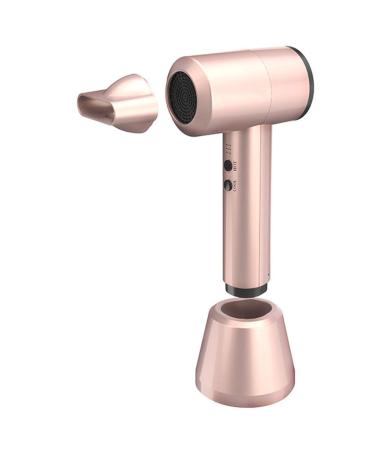 Cordless Hair Dryer Wireless Portable Blow Dryer Fast Charge 5000mAh Rechargeable Battery with Charge Base 3 Hot Wind /3 Cold Wind for Art Painting/Outdoor/Travel Champagne Gold