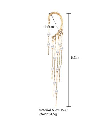 Boho Pearl Ear Wrap Earrings | Gold & Pearl Ear Cuff | Long Drop Tassel Non-Piercing Ear Climbers for Women & Girls - Buy Online on GoSupps.com