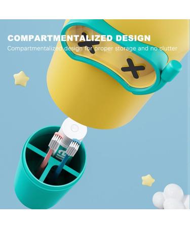 Grayoe Kids Toothbrush Cup Set - Adorable Bear Design Perfect for Travel & Home - 2 Pieces (Yellow Green & Blue) - Buy Online on GoSupps.com