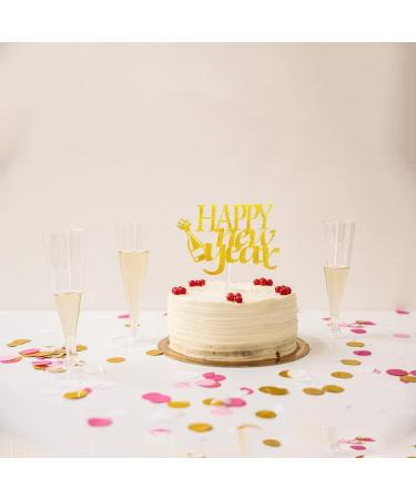 Happy New Year Cake Toppers Gold Glitter 2022 New Year's Eve Hello 2022 Cheers to 2022 New Year Cake Toppers for New years Winter Festive Holidays Christmas Party Decor By GotGala (A041) - Buy Online on GoSupps.com