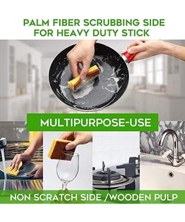 tibiu Natural Plant Based Scrub Sponge 8 Pack Palm Fiber Scrubber Sponge with Non Scratch Biodegradable Compostable Sponges - Buy Online on GoSupps.com