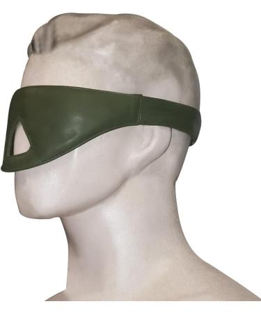 100% Real Genuine Leather Blackout Eye Mask - Adjustable Unisex Blindfold for Bondage & Yoga Fun - Green Color - Buy Online on GoSupps.com