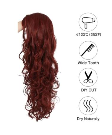 Siudus Dark Red Curly Long Wig - Burgundy Wavy Middle Part Synthetic Heat-Resistant Hair for Cosplay & Halloween - Buy Online on GoSupps.com