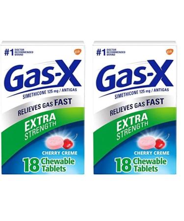 Gas-X Extra Strength Chewable Gas Relief Tablets with Simethicone 125 mg Cherry - 18 Count (Pack of 2)