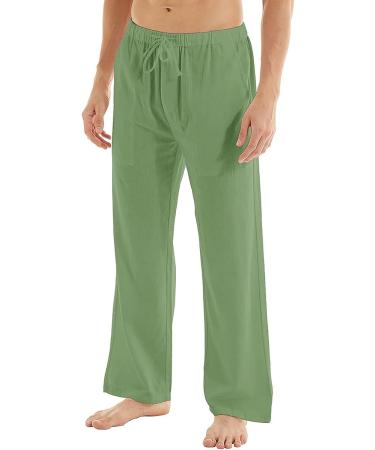 YuKaiChen Men's Casual Beach Pants Drawstring Cotton Linen Yoga Trousers - Fruitgreen - Buy Online on GoSupps.com